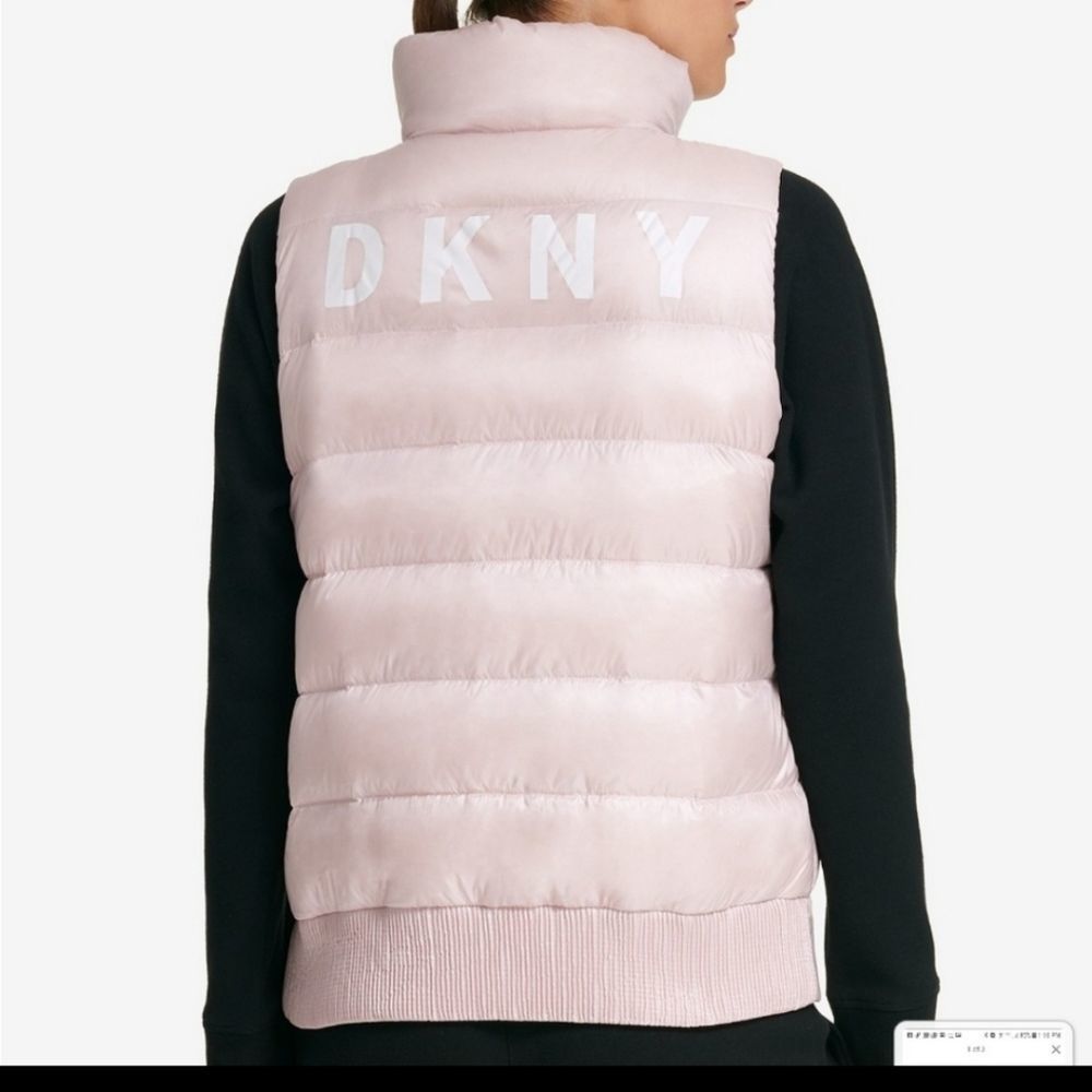 Light pink down filled DKNY sport puffer vest size L, New Without tags